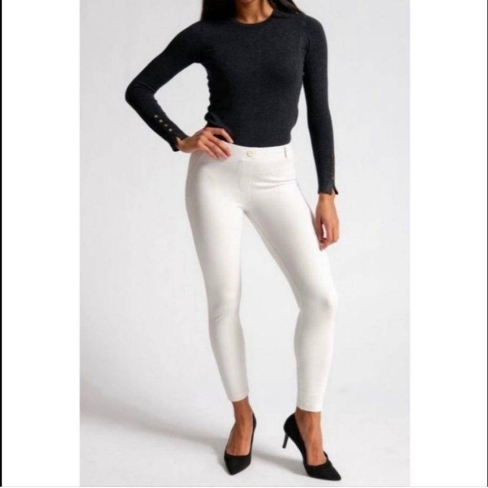 Betabrand Cream Off White Twillโ Skinny Yoga Pants Size Small Short Petite NWOT